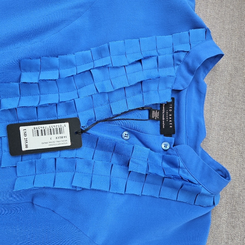 NWT TED BAKER Size 3 Cobalt Blue Gusadi Silk Dress - Picture 8 of 16